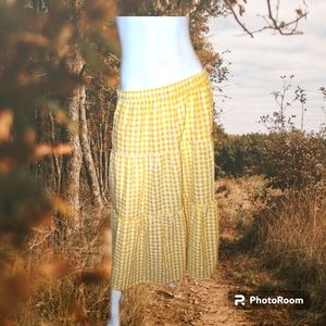 Yellow & White Gingham Peasant Skirt